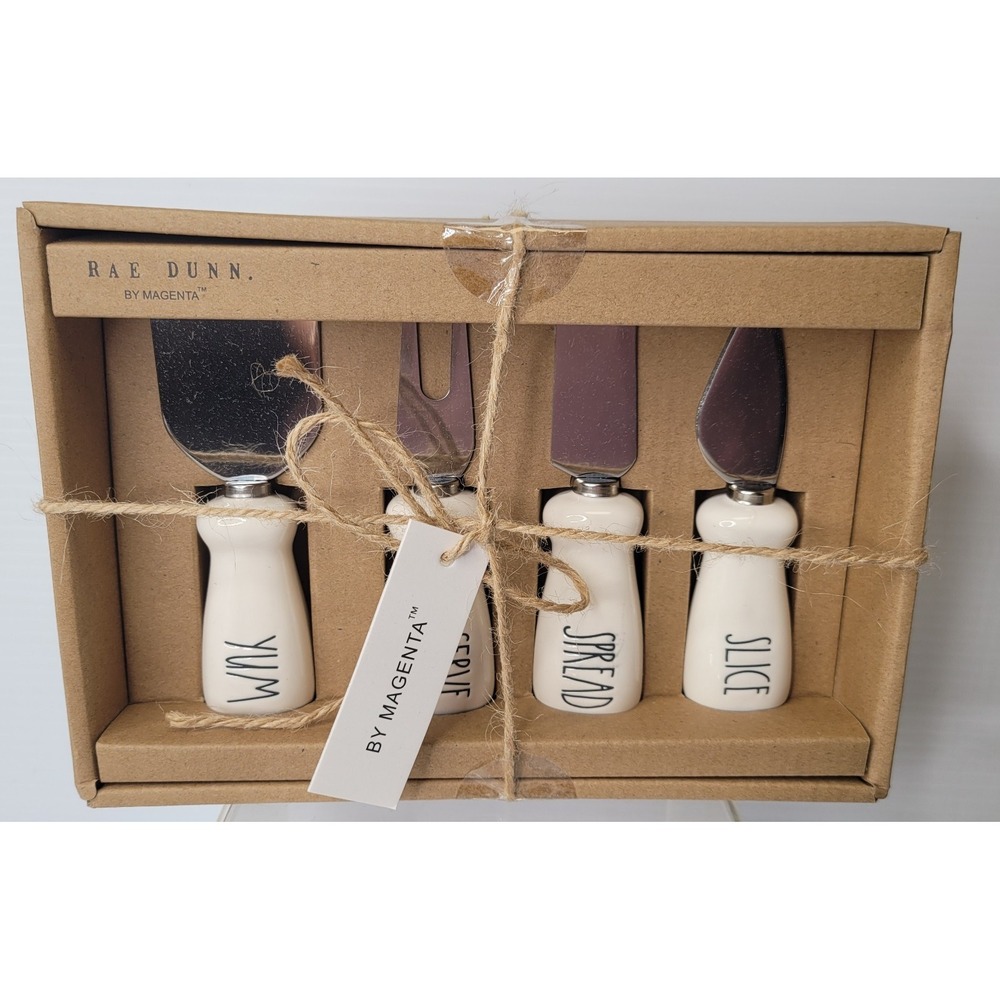 Rae Dunn 4 PC Serving Set Cheese Spreaders Kitchen Hostess Gift NEW Old Stock